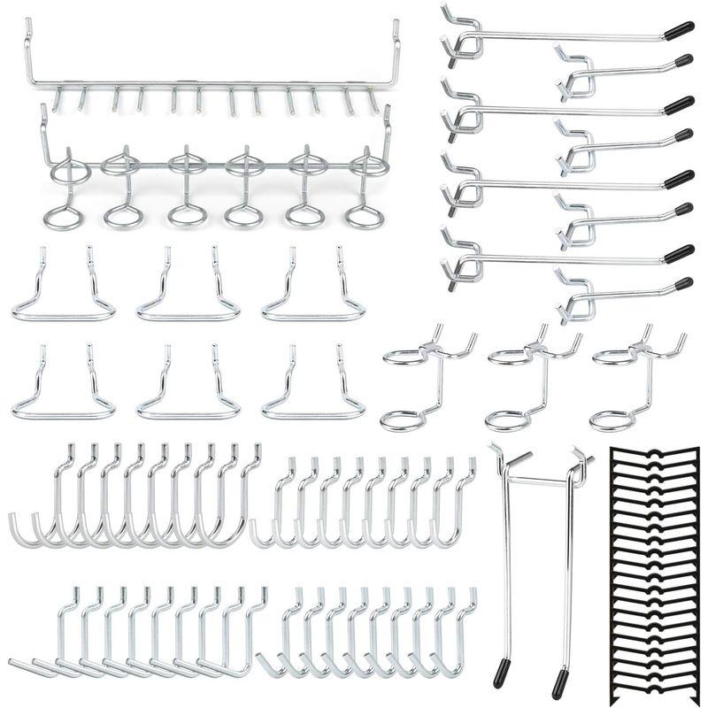 MOZOWO 有孔ボードフック パンチングボード用 フックセット 76個セット T型 フック メッシュフック 穴 ピッチ 吊り下げラック 固｜az-select-store｜03