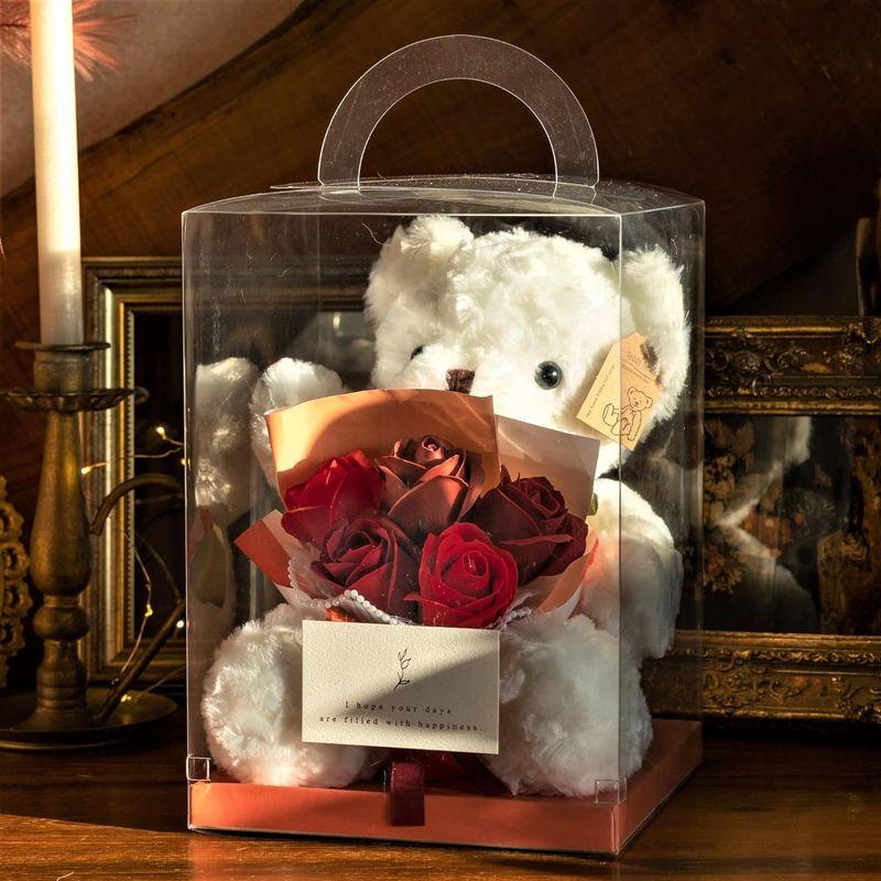 Happy Bear bouquet (レッド) ケース付 ソープフラワー 花束 母の日 敬老の日 クリスマス 誕生日 記念日 お祝い プレ｜az-select-store｜03