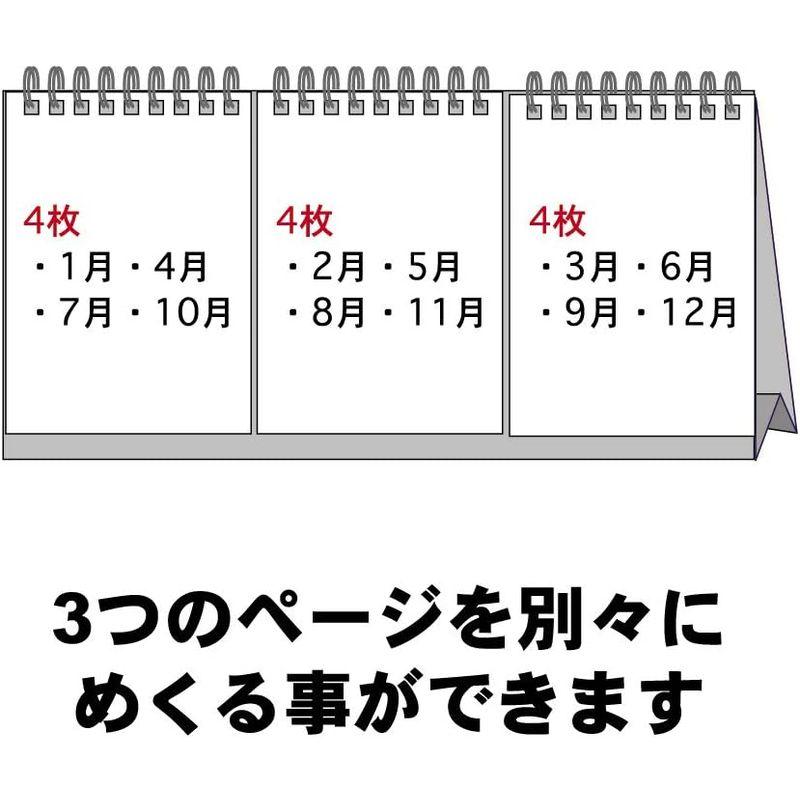 エムプラン 2024年 キュービックス カレンダー 卓上 3ヶ月 ベーシック 203807-01 2024年 1月始まり｜az-select-store｜03