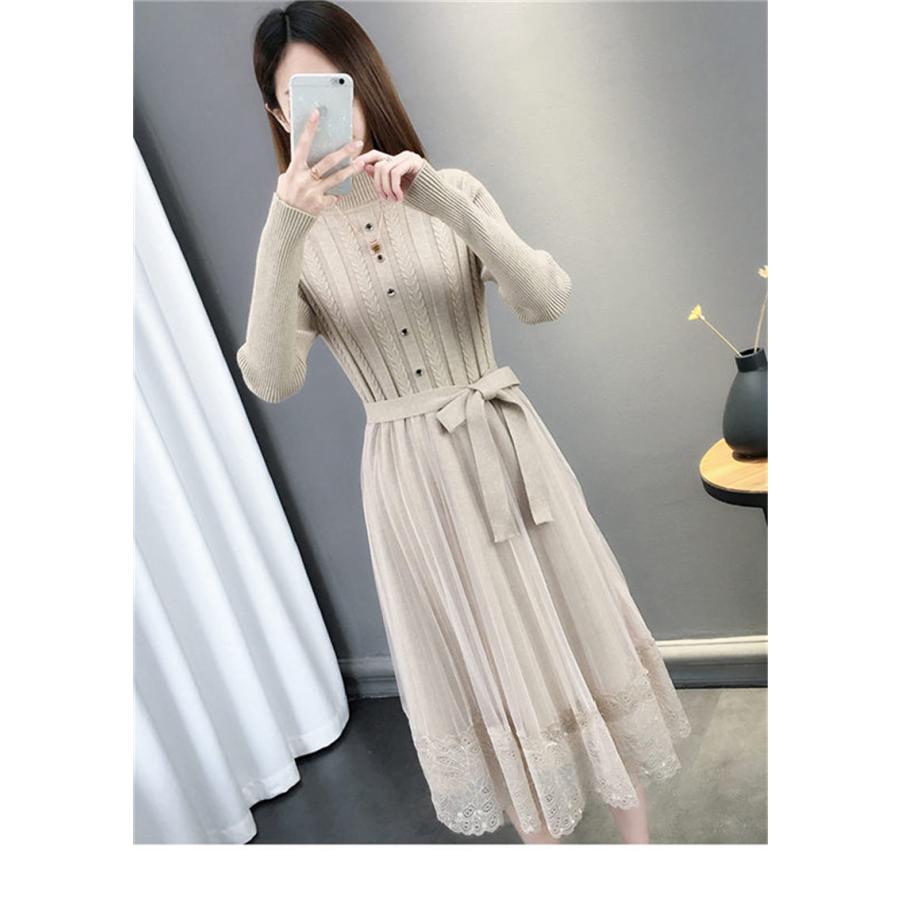 ワンピース レディース 春 秋 冬 膝丈ワンピース きれいめ ワンピース 通勤 大人可愛い オシャレ ロング丈ワンピース 着痩せ 韓国風 1019lyq07 Azaargo 通販 Yahoo ショッピング