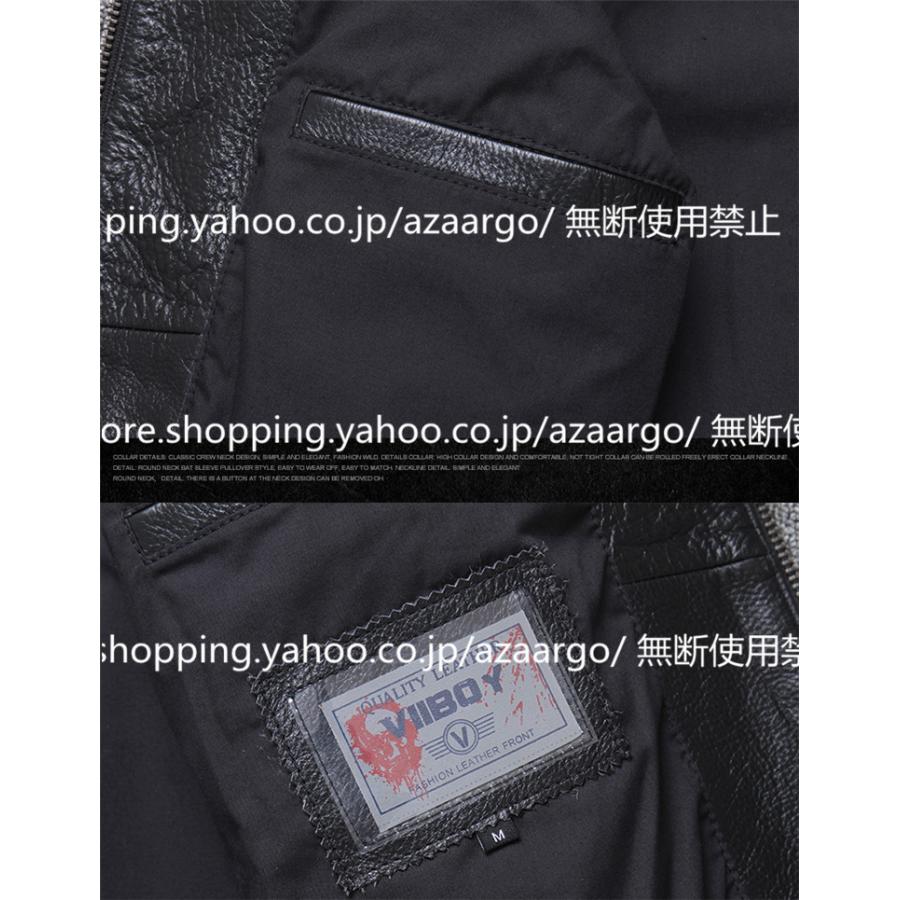 メンズ ジャケット 本革 牛革 バイク  ライダースジャケット バイク ウェア 春 秋 冬３シーズン 防風 防寒 2022の画像