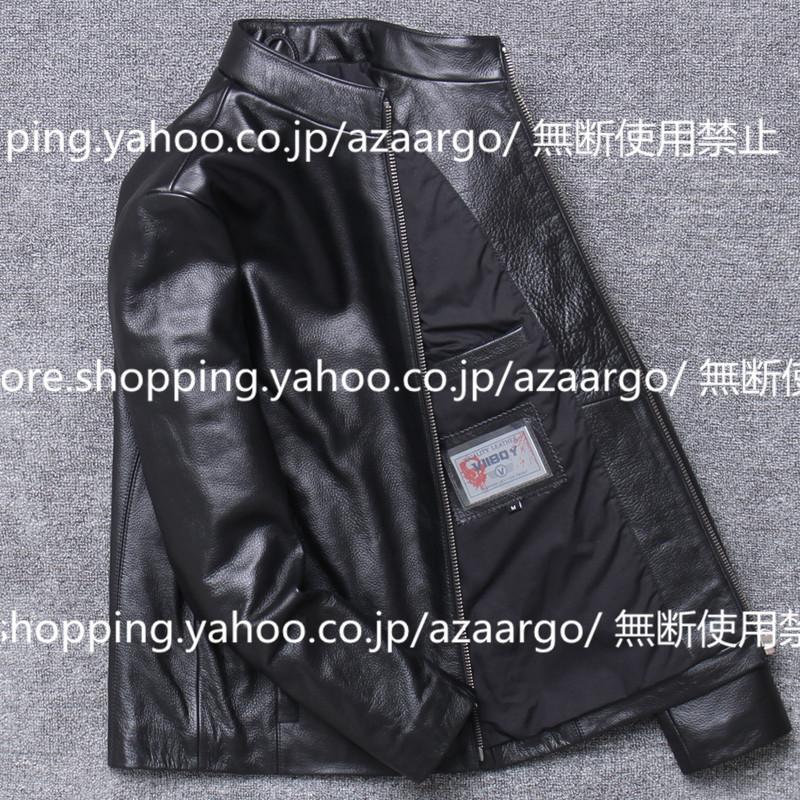 メンズ ジャケット 本革 牛革 バイク  ライダースジャケット バイク ウェア 春 秋 冬３シーズン 防風 防寒 2022の画像