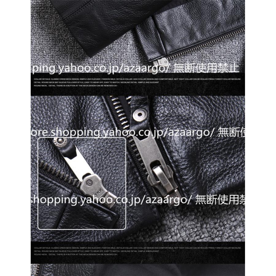メンズ ジャケット 本革 牛革 バイク  ライダースジャケット バイク ウェア 春 秋 冬３シーズン 防風 防寒 2022の画像