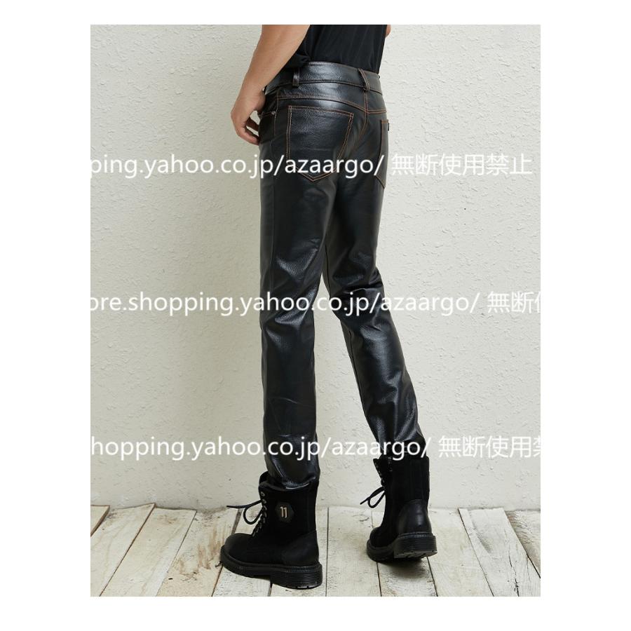 レザーパンツ メンズ 革パンツ 本革 革ズボン 脚長 ライダーパンツ