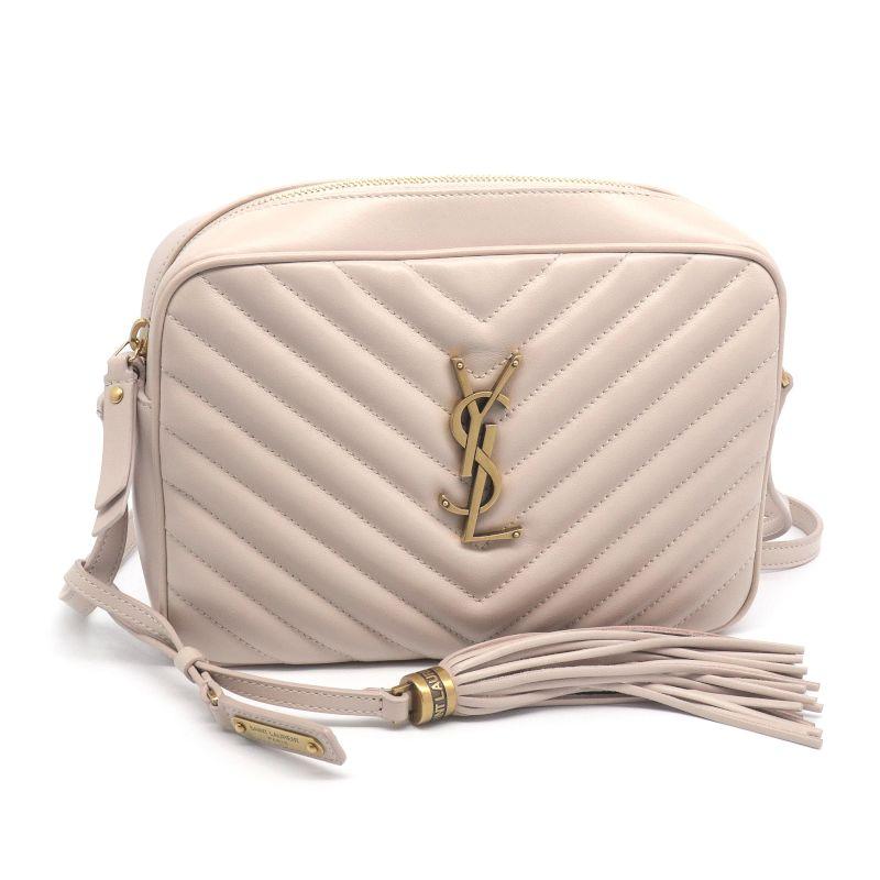 Vintage イヴサンローラン Yves Saint Laurent バッグ ショルダーバッグ PVC レザー YSLゴールド金具 カバン レディース アイボリー Yves Saint Laurent イヴ・サンローラン YSLロゴ レザー PVC ラウンド
