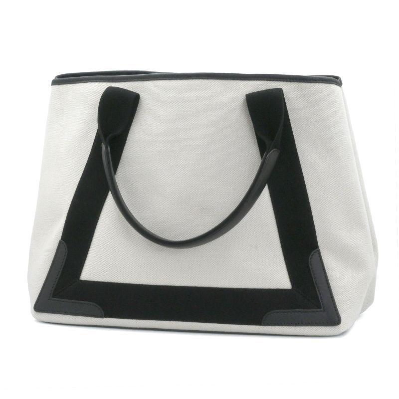 BALENCIAGA ネイビー ホワイト ハンドバッグ NAVY（BALENCIAGA） バレンシアガ ネイビーカバスM 581292 コットン