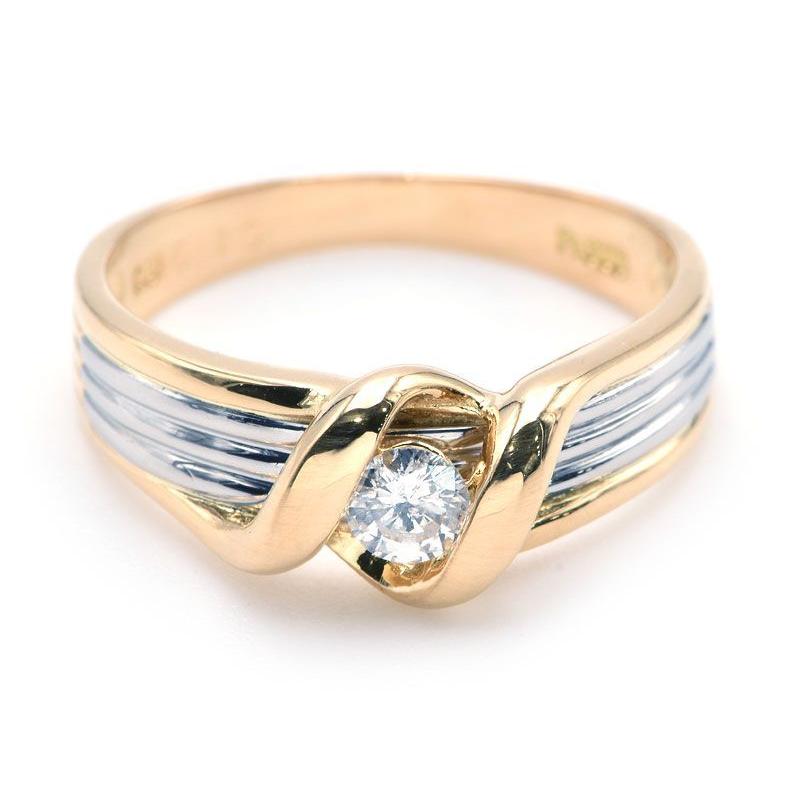 0.16ctダイヤリング 9号 K18YG Pt900 新品仕上げ済 コンビ ツイスト