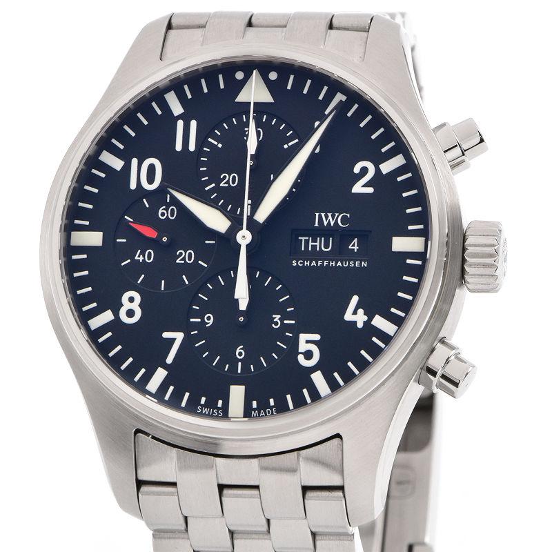 [3年保証] IWC メンズ パイロットウォッチ クロノグラフ IW377710 箱保 カレンダー 曜日 ブラック 黒文字盤 自動巻き 腕時計 中古 送料無料 パイロット・ウォッチ [3年保証] IWC メンズ パイロットウォッチ