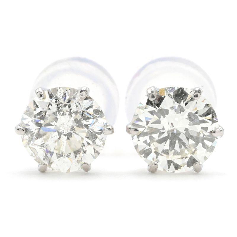大特価！！Pt900 天然ダイヤモンド　中折れピアス Kカラー/Lカラー/I-1/SI-2/Good/0.387ct/0.339ct天然