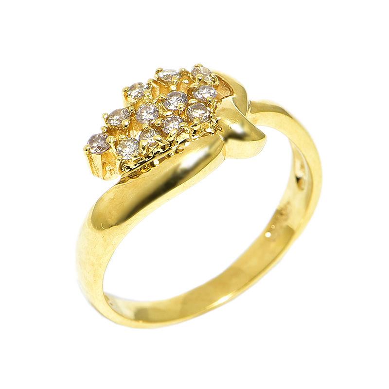 ジュエリーマキ 0.22ct天然ダイヤモンドリング 11号 K18YG ブドウ  