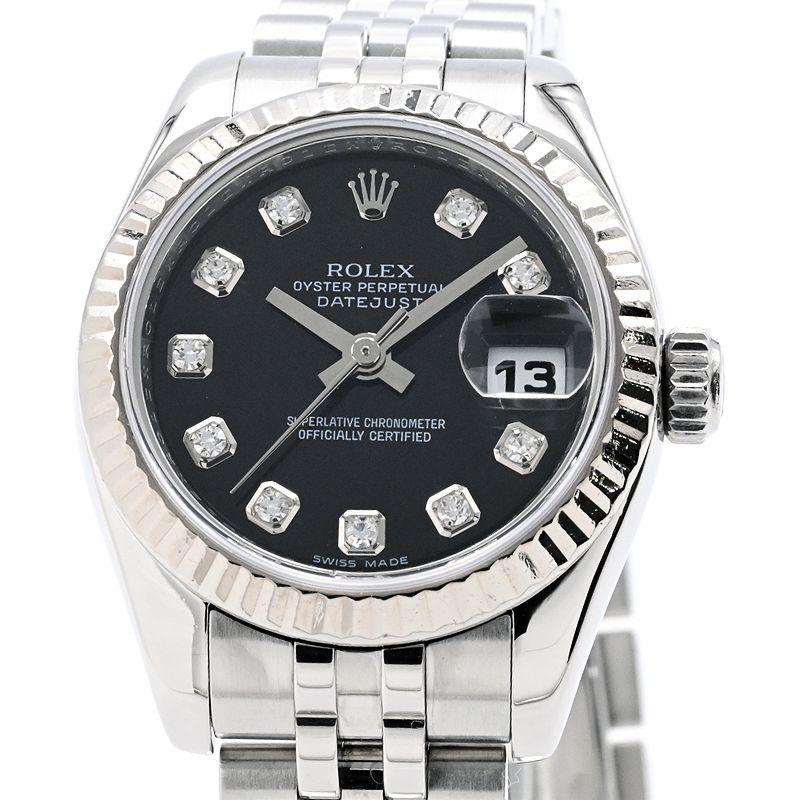 ROLEX ロレックス 179174G デイトジャスト 10P ダイヤモンド 腕時計 SS SS SSxK18WG レディース [中古] ROLEX - ROLEX ロレックス 179174G デイトジャスト 10P ダイヤモンド