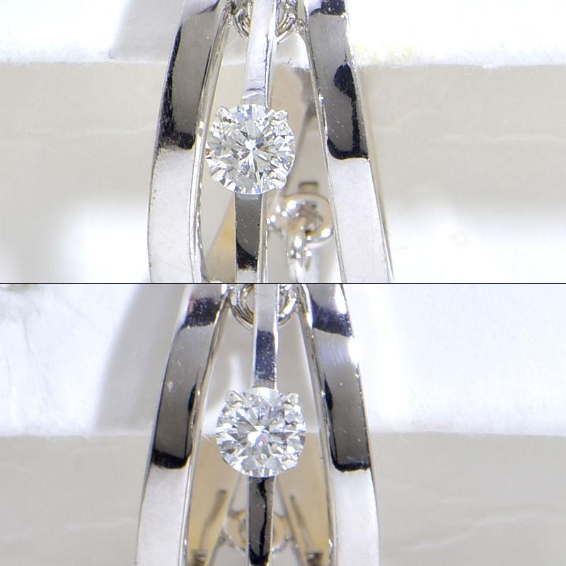 田中貴金属ジュエリー 0.2ct天然ダイヤモンドピアス K18WG フープ