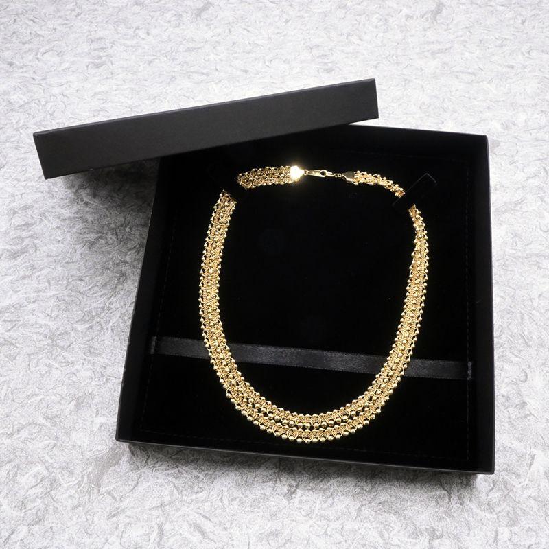 編み込みネックレス K18YG カットボール 2連 二列 太い ワイド