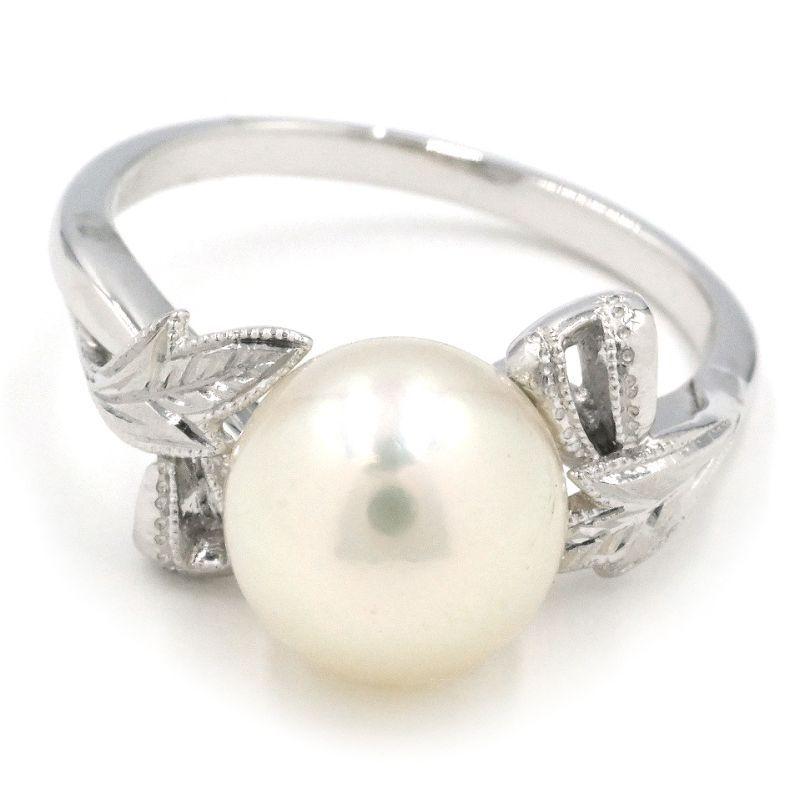 MIKIMOTO（ミキモト） 8mmアコヤパールリング 8.5号 K14WG 植物 