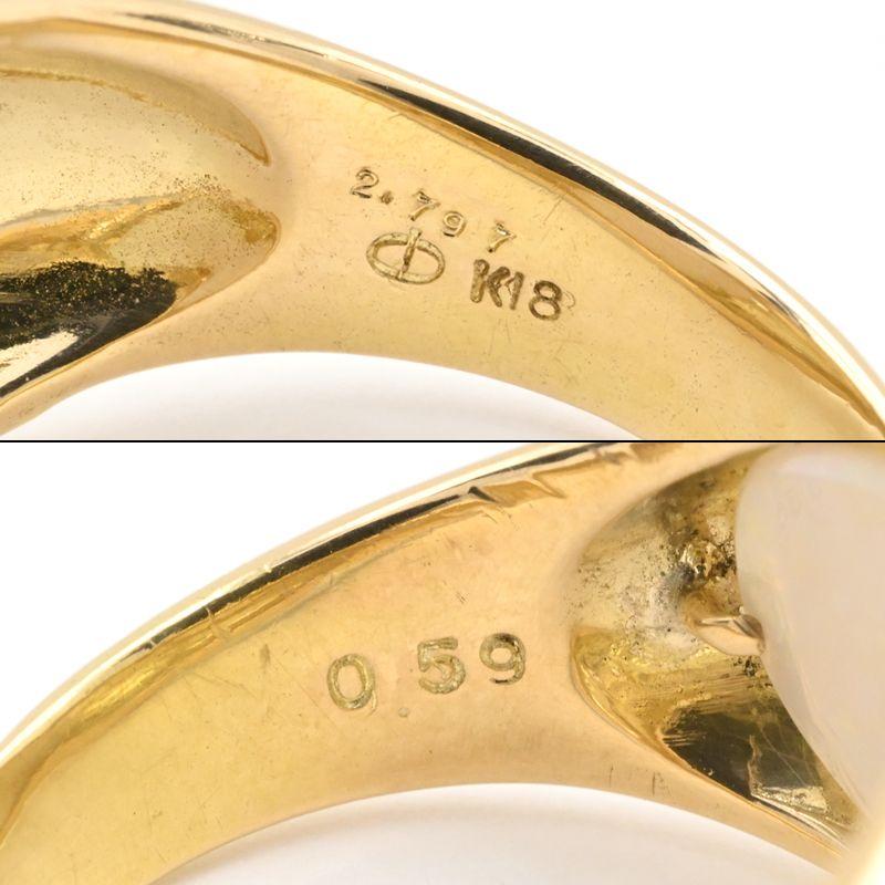 2.797ct天然ホワイトオパール リング 13号 K18YG 0.59ct天然