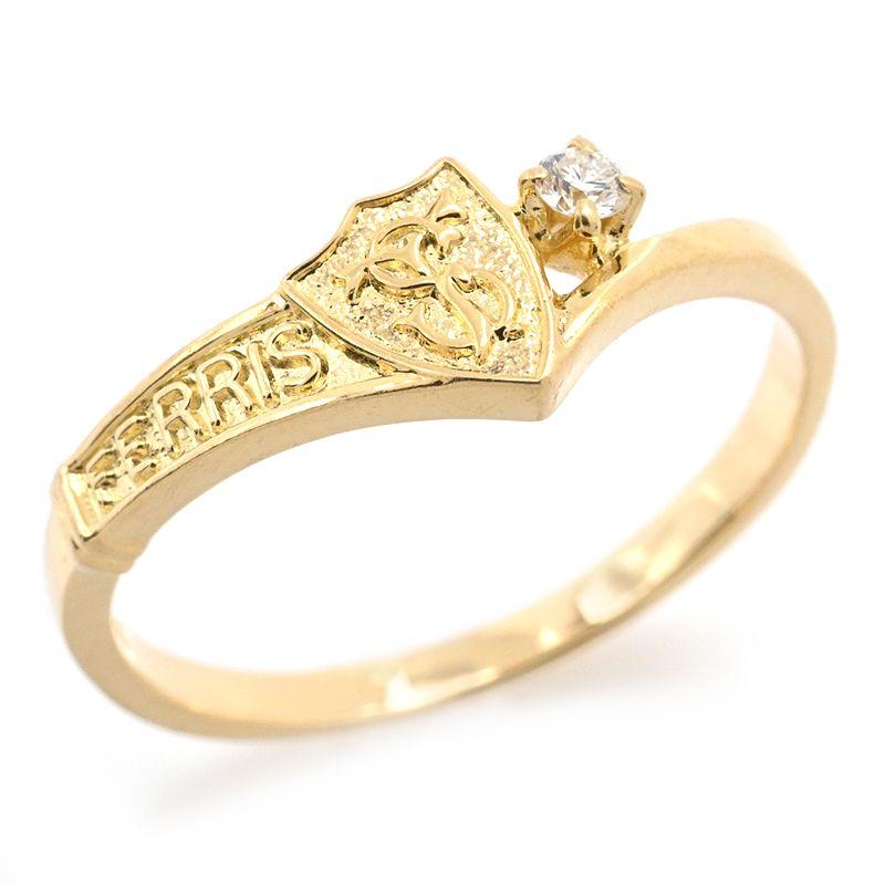 【希少】50s school ring カレッジリング　18号 MIKIMOTO（ミキモト） カレッジ リング フェリス女学院 11号 K18YG