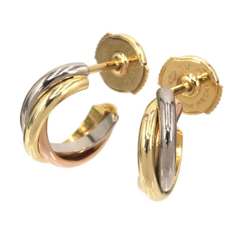 カルティエ トリニティピアス K18YG K18WG K18PG 新品仕上済 スリー