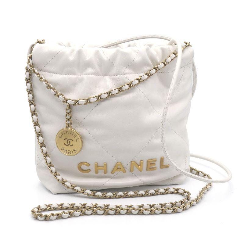シャネル シャネル22 ショルダーバッグ AS3980 ランダムシリアル ホワイト カーフスキン ハンドバッグ マットゴールド金具 中古 送料無料 CHANEL（シャネル） シャネル22 ショルダーバッグ AS3980 ランダム