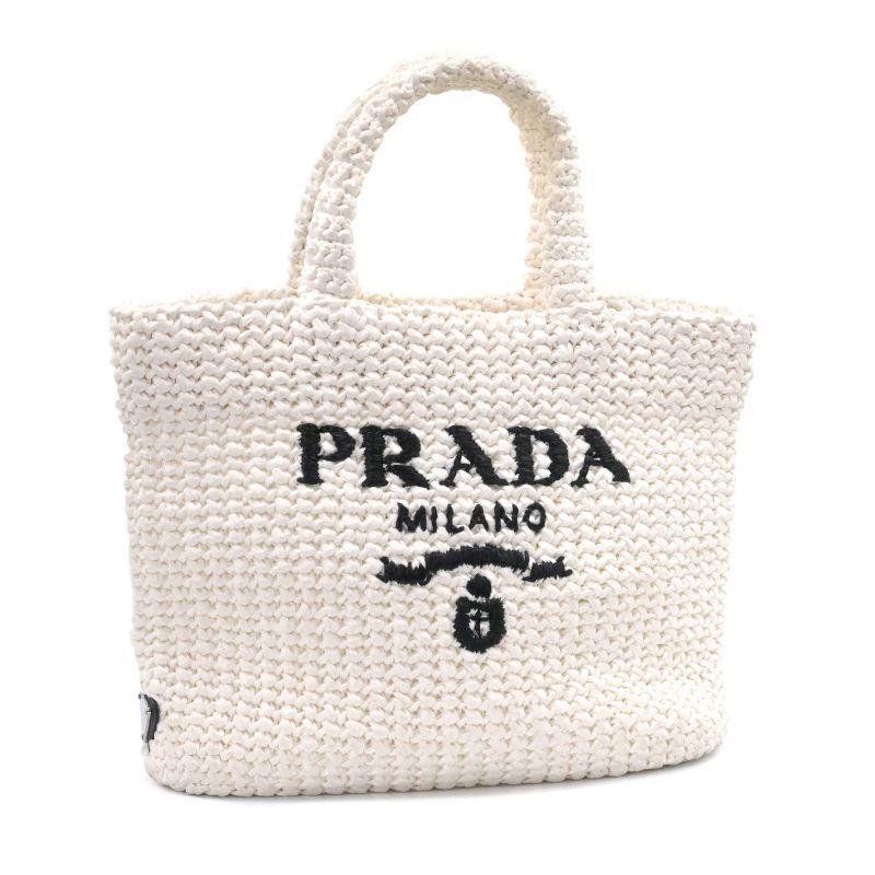 PRADA（プラダ） スモールトートバッグ 1BG422 ラフィア クロシェ