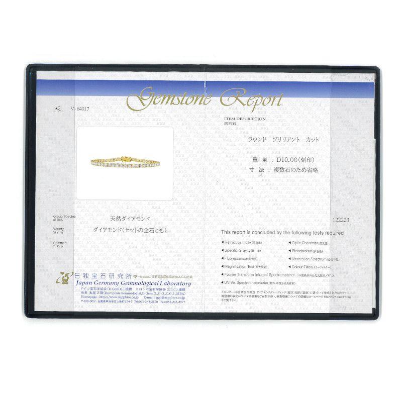 10.00ct天然ダイヤモンドブレスレット K18YG テニスブレスレット