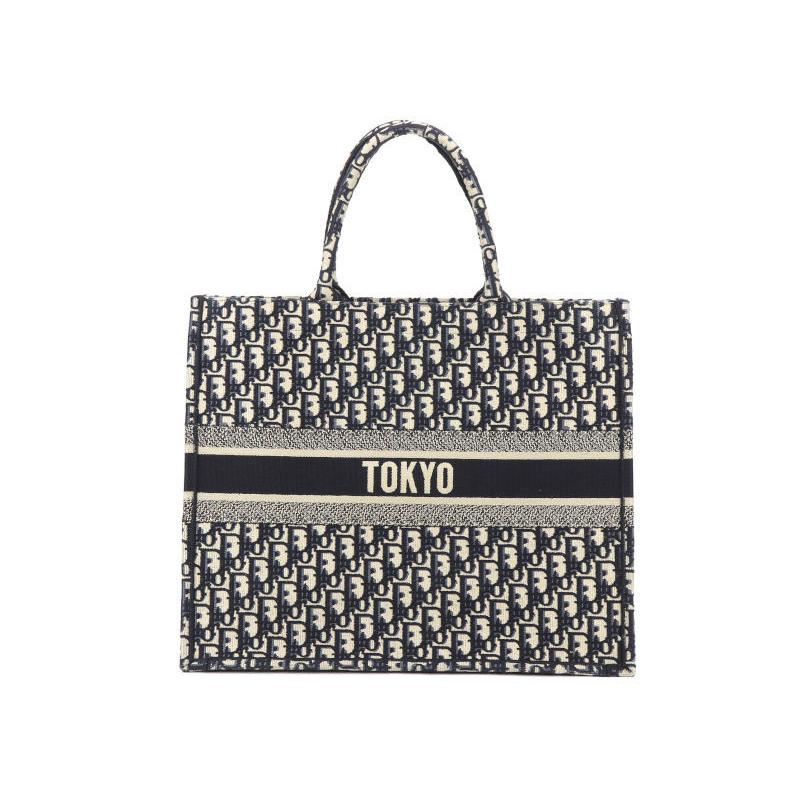 クリスチャンディオール ブックトート ラージ ネイビー ベージュ  