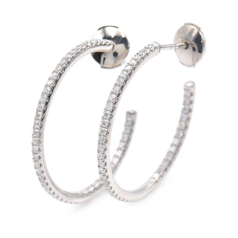 De Beers ダイヤモンド フープ ピアス K18WG レディース