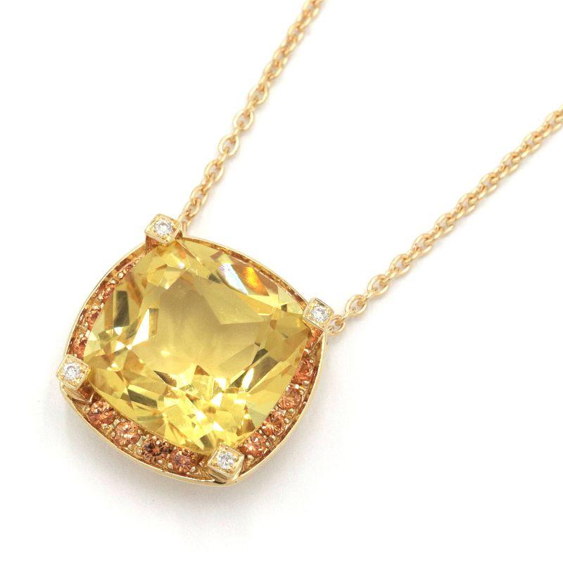 モーブッサン ネックレス K18WG シトリン ダイヤ 新品仕上済 ホワイト  