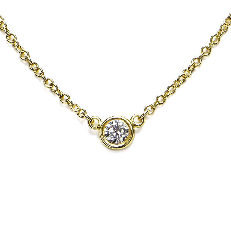 ティファニー バイザヤードシングルダイヤモンドペンダント K18YG  