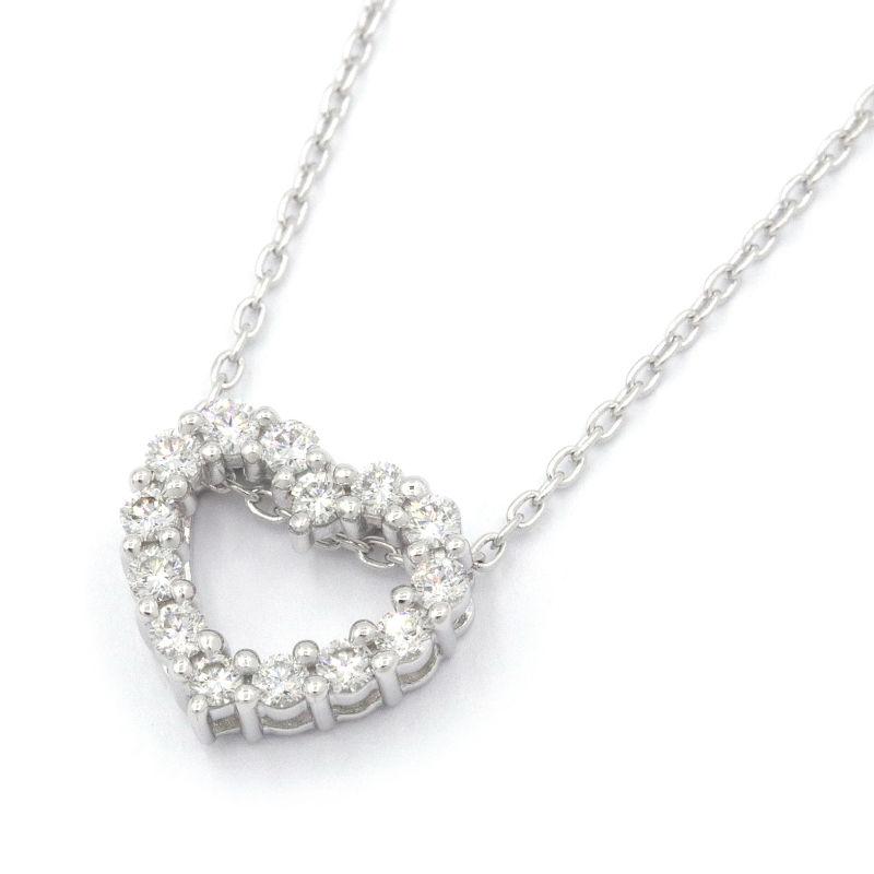 TASAKI タサキ ハートネックレス K18WG 合計0.18ct天然ダイヤモンド 
