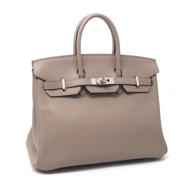 エルメス バーキン25 A刻印 トゥルティエールグレー ヴォースイフト ハンドバッグ 25cm シルバー金具 レザー 中古 送料無料 Birkin エルメス バーキン25 A刻印 トゥルティエールグレー ヴォー