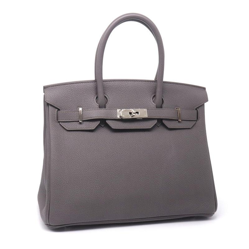 エルメス バーキン30 H030520CK8F A刻印 2017年製 トゴ エタン シルバー金具 内縫い ハンドバッグ 手提げバッグ グレー 灰色 中古 送料無料 Birkin エルメス バーキン30 H030520CK8F A刻印 2017年製 トゴ エタン