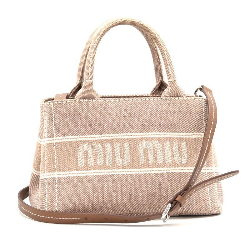miu miu（ミュウミュウ） キャンバスロゴバッグ 5BA253 CAMMELLO