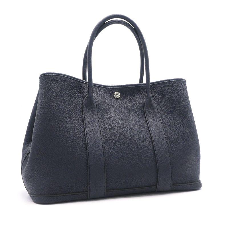 エルメス ガーデンパーティPM D刻印 2019年製 ネゴンダ ブルーインディゴ シルバー金具 トートバッグ ハンドバッグ ネイビー 中古 送料無料 ガーデンパーティー エルメス ガーデンパーティPM D刻印 2019年製