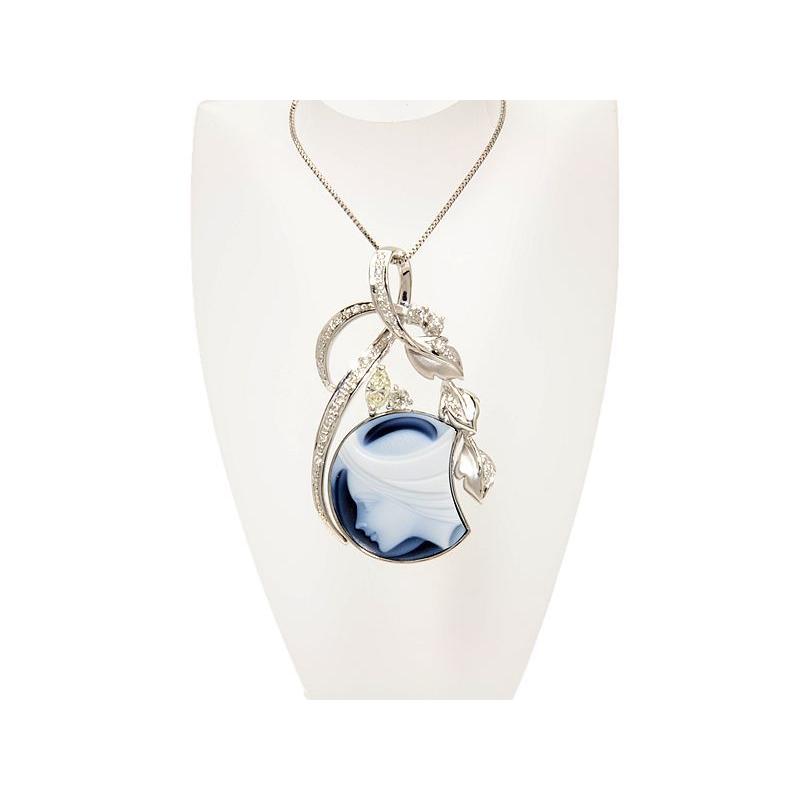 限 定 販 売 植物 ボタニカルモチーフ ペンダントネックレス 仕上済 合計0 55ctダイヤ K18wg カメオネックレス エルヴィンポーリー 45cm 送料無料 中古 レディースアクセサリー Headshotsbar Com