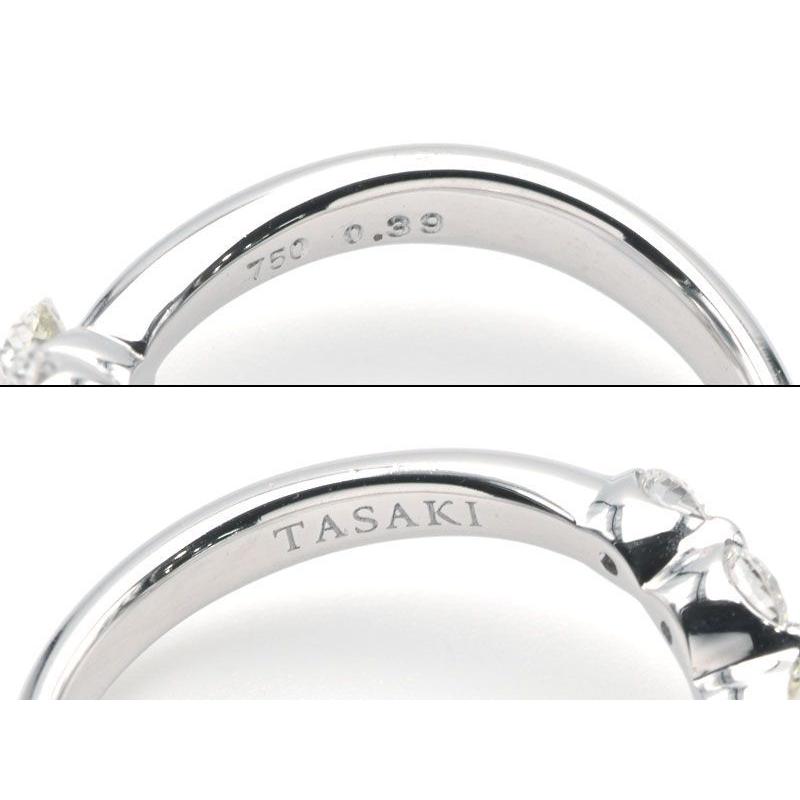 感謝の声続々 3pダイヤ 3p 3粒 三粒 新品仕上げ済 K18wg 10 5号 合計0 39cダイヤリング タサキ ウェーブ 送料無料 中古 ホワイトゴールド 波 レディースアクセサリー