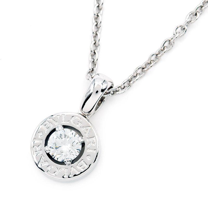 ブルガリ ブルガリブルガリネックレス K18WG 新品仕上済 ラウンド 一粒  