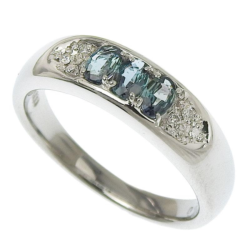 合計0.31ct天然アレキサンドライトリング 11号 Pt900 ダイヤモンド