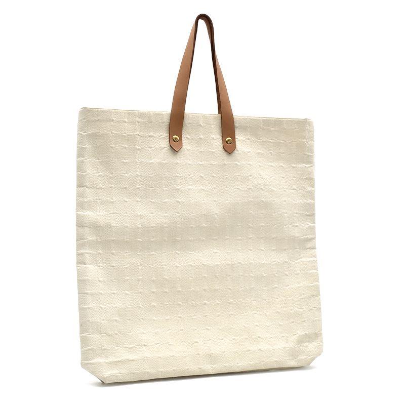 HERMES エルメス アメダバGM コットン レザー ホワイト ゴールド金具 
