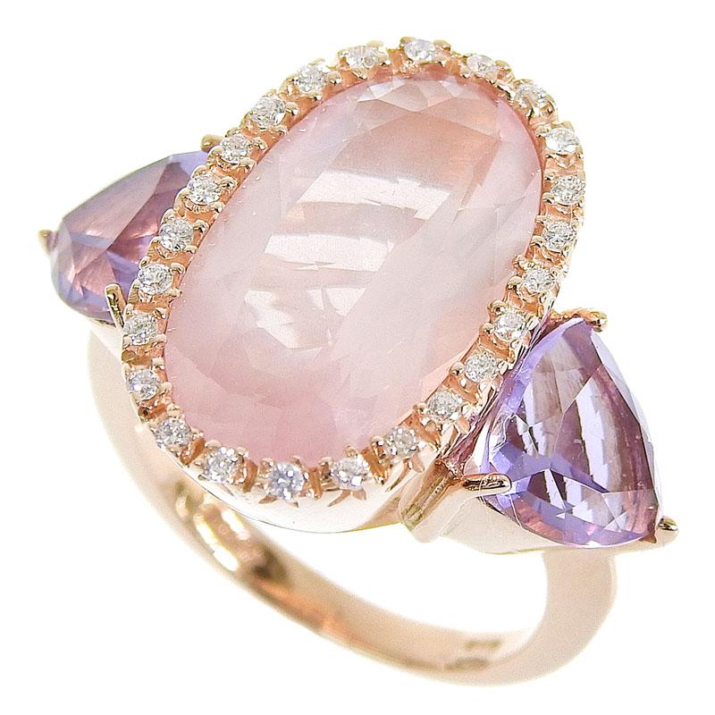 ZOCCAI ゾッカイ ローズクォーツ リング K18PG ダイヤモンド 9号