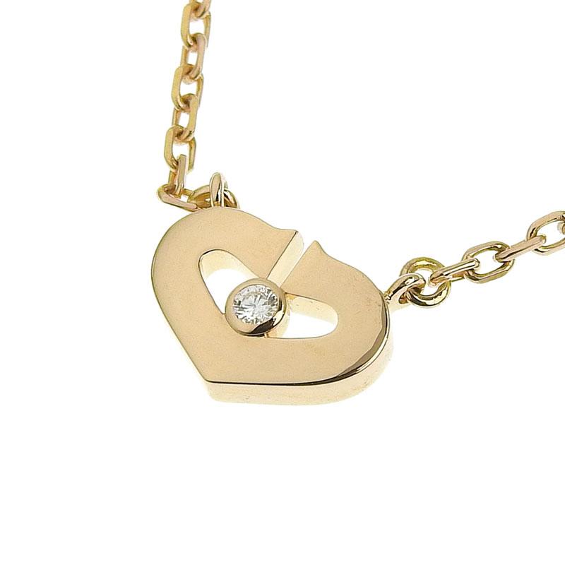 カルティエ Cハートネックレス ダイヤモンド K18PG 新品仕上済 1  