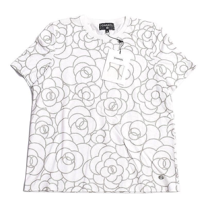 CHANEL シャネル レディース カメリア コットンTシャツ サイズ36 18B  