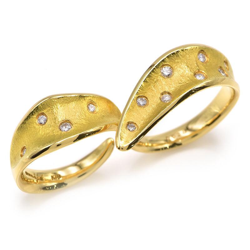 アミジュ 合計0.28ctダイヤモンドリング 9号/14号 K18YG ツインズ  