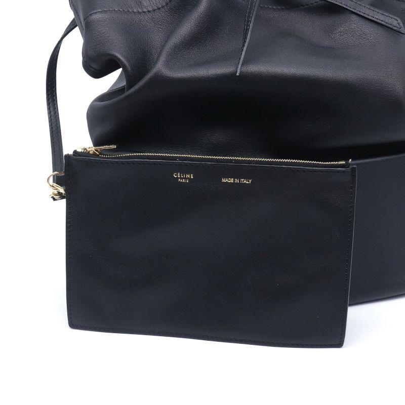 CELINE ブラック ドローストリングバッグ CELINE セリーヌ ドローストリングバッグ 170463LFG.38NO レザー