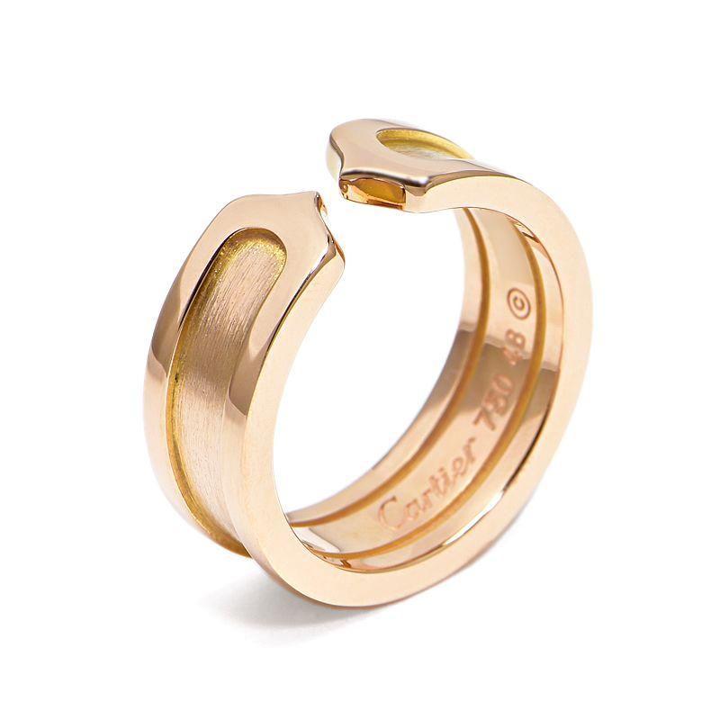Cartier リング 18金 48号 C DE CARTIER カルティエ C2リング #48 8号 K18PG Cドゥカルティエ