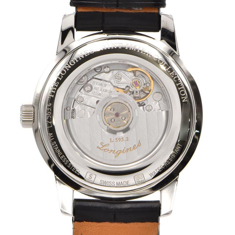 [3年保証] ロンジン レディース サンティミエ L2.563.4.59.3 L2.563.4 裏スケ デイト ブラック 革ベルト 自動巻き 腕時計 中古 送料無料