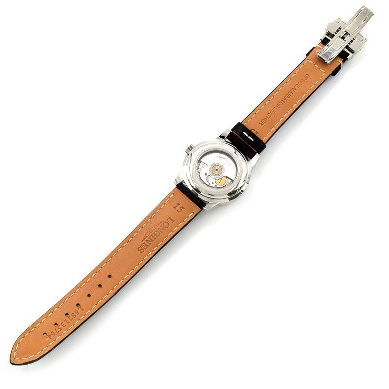 [3年保証] ロンジン レディース サンティミエ L2.563.4.59.3 L2.563.4 裏スケ デイト ブラック 革ベルト 自動巻き 腕時計 中古 送料無料