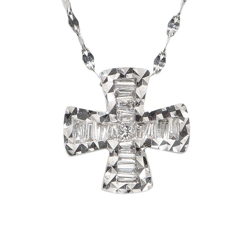 クロス ダイヤモンド ネックレス K18WG 楽天市場】ダイヤモンド ネックレス クロス K18 18k 18金