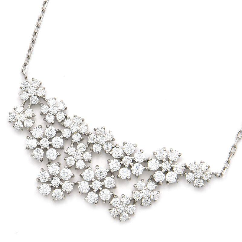 合計1.5ct天然ダイヤモンドネックレス Pt950 Pt850 フラワーネックレス  