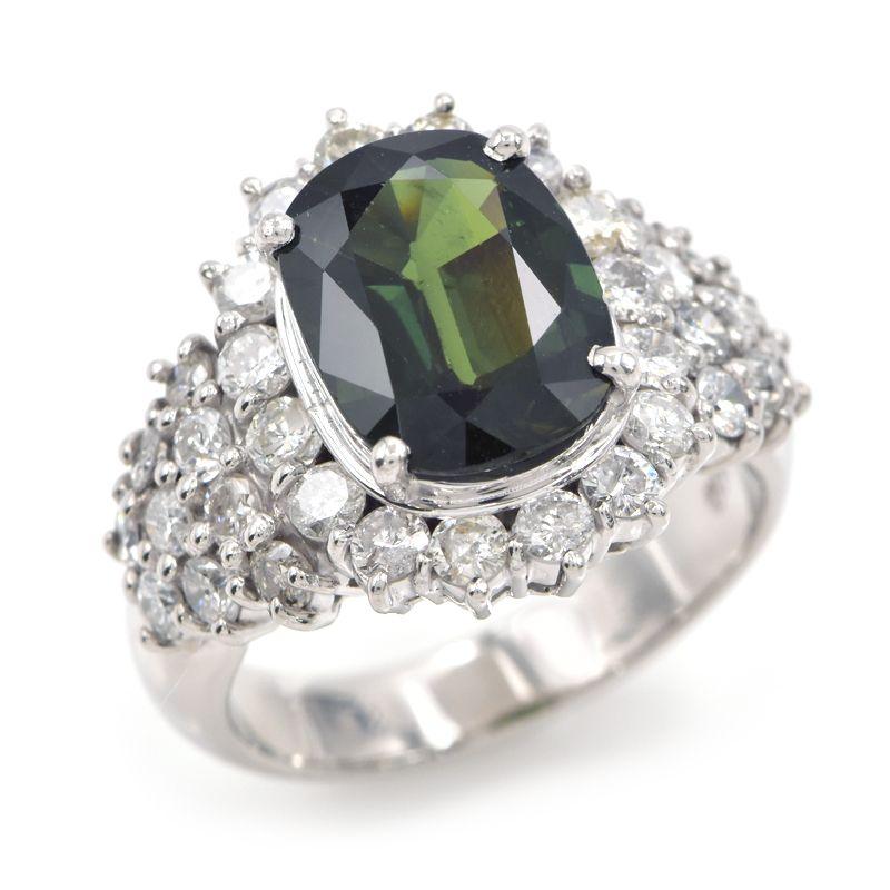 専用です。　Pt900　グリーンサファイア　リング 4.1ct天然グリーンサファイアリング 12.5号 Pt900 仕上済 合計