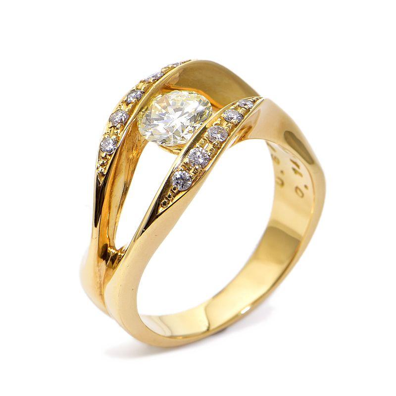 TASAKI タサキ 0.67ctダイヤモンドリング 12号 K18YG 合計0.14ct TASAKI タサキ 0.67ctダイヤモンドリング 12号 K18YG 合計0.14ct